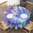 thumbnail image 3 of Purple Blue Tie Dye Pattern Round Tablecloth 60"x60",Wrinkle Wipeable Table Cloth for Kitchen Dining Room Picnic Patio Party, 3 of 6