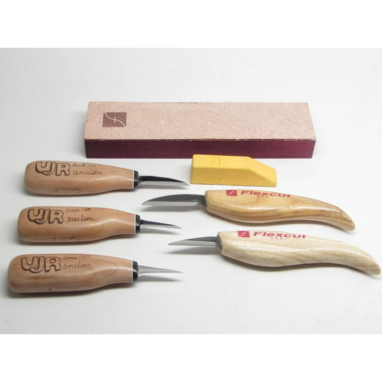 Ramelson/Flexcut Micro Skew Woodcarving Tools | Detailing Knife | Whittling  | Steel | Carving Set | 4 Piece