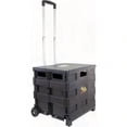 thumbnail image 6 of Quik Cart Collapsible Rolling Crate On Wheels For Teachers Tote Basket 80 Lbs Capacity Made From Heavy Duty Plastic Used As A Seat Black, 6 of 7