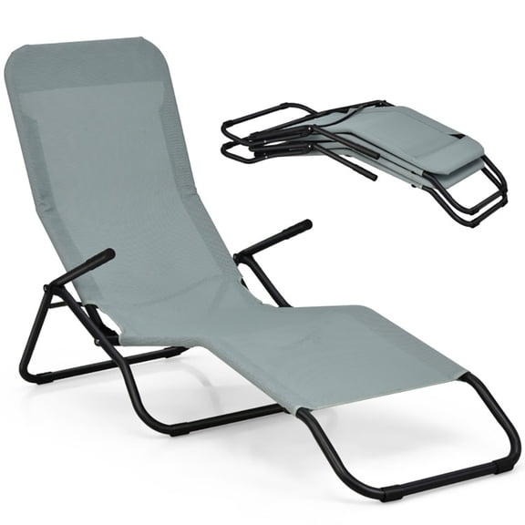 Spaco Outdoor Chaise Lounge, Outdoor Lounge Chair,2 Pieces Folding Portable Patio Chaise Lounger with Rocking Design-Light Green