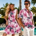 thumbnail image 3 of Jeiento Womens Hawaiian Dresses Matching Hawaiian Outfits for Couples Tropical Flowers Men Casual Button Up Shirt Men and Women Matching Outfits Flowy Tank Dresses, 3 of 6