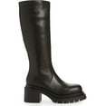 thumbnail image 2 of Jeffrey Campbell Bestride Black Leather Knee Lug Sole Chunky Chunky Moto Boot (Black Knee High, 6), 2 of 6