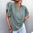 thumbnail image 2 of Camiseta de manga corta suelta con cuello en V y estampado informal a la moda para mujer Pompotops  hkajfhjk463014, 2 of 7