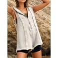 thumbnail image 4 of Rompers for Women Athletic Workout Hooded Romper Casual Zip-Front Neck Jumpsuits Overalls with Pockets Light Gray L, 4 of 9