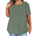 thumbnail image 2 of LADIGASU Women Plus Size Solid Color Round Neck Short Sleeve Blouses, 2 of 5