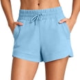 thumbnail image 4 of Costeam Womens Drawstring Elastic High Waist French Terry Lounge Shorts Dual Side Slant Hand Pockets Loose Relaxed Mid Thigh Solid Casual Athletic Workout Sleep Short Pants, 4 of 8