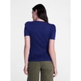 thumbnail image 4 of Scenario Women's V-Neck Henley Top with Short Puff Sleeves, Sizes XS-XXXL, 4 of 6