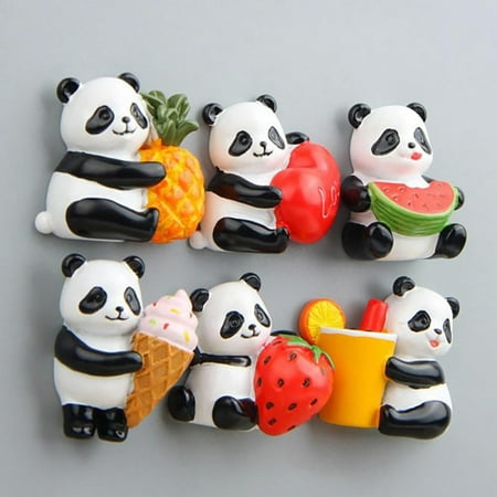 

Qinghai Lovely Fruit Holding Panda Magnet Fridge Sticker Home Cafe Refrigerator Decor