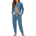 thumbnail image 4 of DISNIMO Highland Cattle Print Women's 2 Piece Lounge Sets Pullover Top Wide Leg Pants Lounge Set Long Sleeve Sleepwear Christmas Loungewear Nightwear, L, 4 of 7
