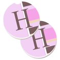 thumbnail image 1 of Carolines Treasures CJ1005-HCARC Lettre H Initiale Monogramme Rayures Roses Ensemble de 2 Porte-Gobelets sous-Verre de Voiture, 1 of 1