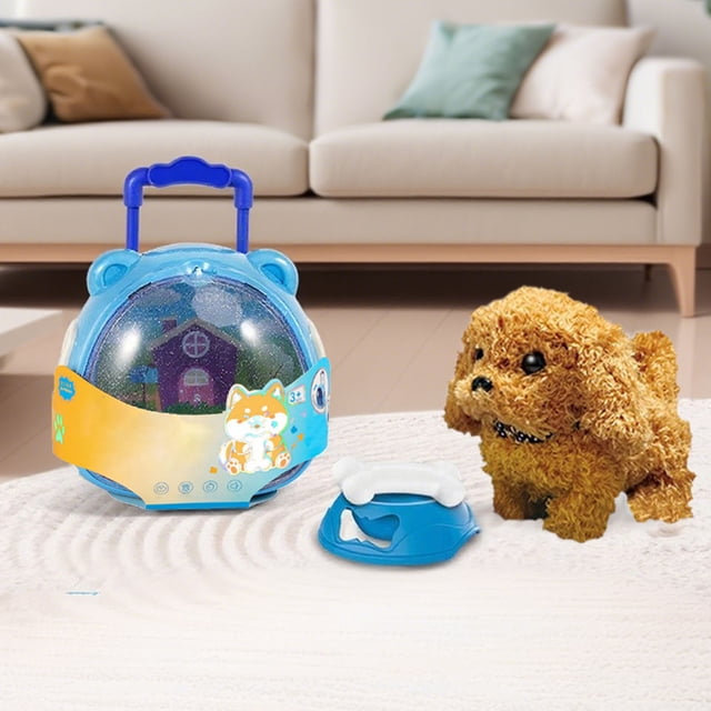 Jouet Interactif Chiot Marche Réaliste Animal en Peluche Doux pour Enfants Jeu Intérieur Extérieur