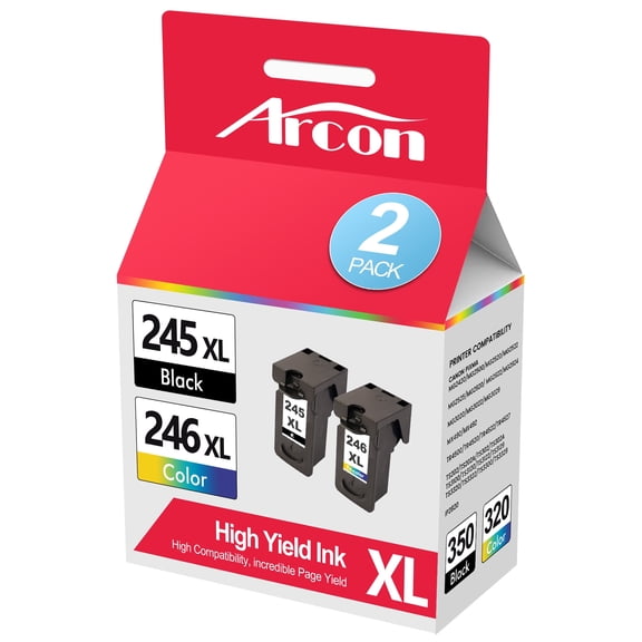 245XL 246XL Ink Cartridge Compatible for Canon 245 246 PG-245 CL-246 XL PG245 CL246 2-Pack (1-Black, 1-Color) Work with PIXMA MG2522 TS3122 MX492 MX490 TR4500 TR4520 TS3322 Printer