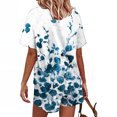 thumbnail image 3 of Summer Savings Clearance! Edvintorg Women's Summer 2 Piece Outfits Shorts Sets Fashion Women Casual Print Short Sleeve Button Tops Nightwear Shorts Sleepwear Sets Blue XL, 3 of 5