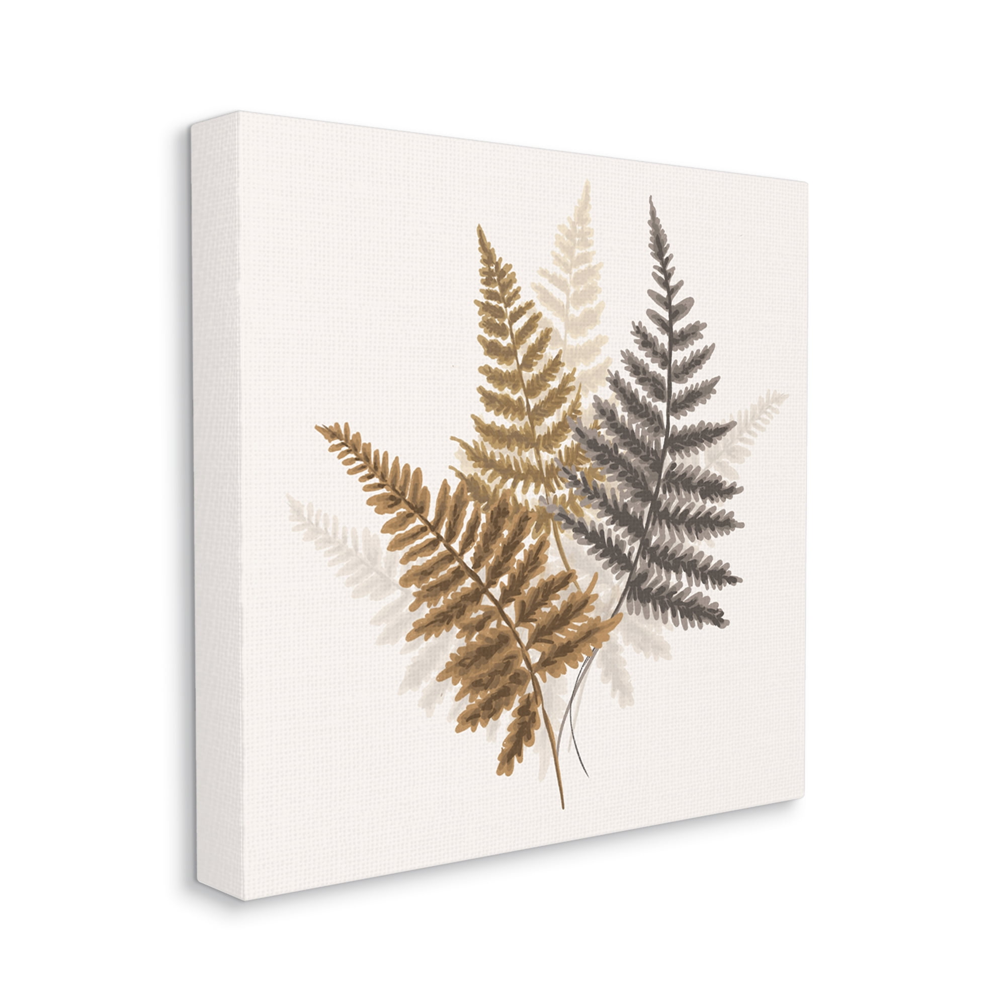 Stupell Industries Layered Ferns Botanical Leaves Neutral Boho Tones Graphic Art Gallery Wrapped Canvas Print Wall Art, Design by House of Rose