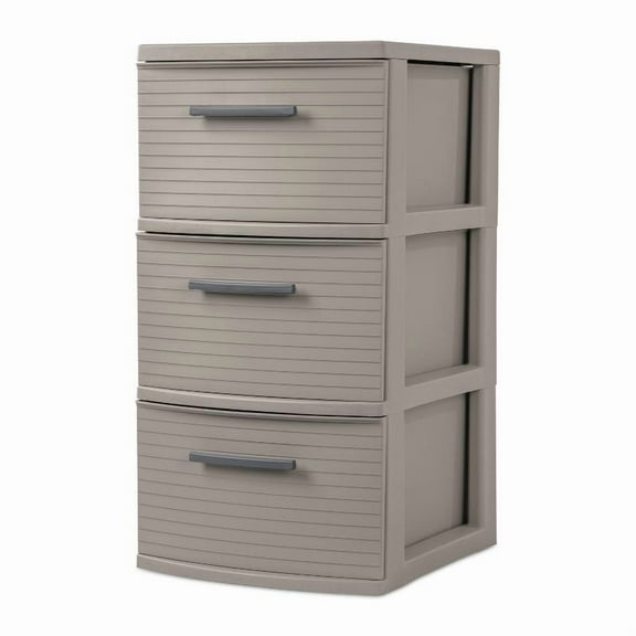 3 Drawer Medium Tower Dark Gray : Plastic Storage Drawers, Portable Universal Storage, No Assembly Required