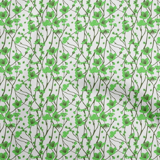 oneOone Polyester Spandex Light Green Fabric Kids Floral Craft Projects Decor Fabric Printed By The Yard 56 Inch Wide