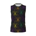 thumbnail image 6 of Lsque Mardi Gras Carnival Print Men's Cotton Blend Sleeveless Muscle Shirts (S-3XL)- Moisture Wicking, Odor Protection, UPF 30+,Medium, 6 of 8