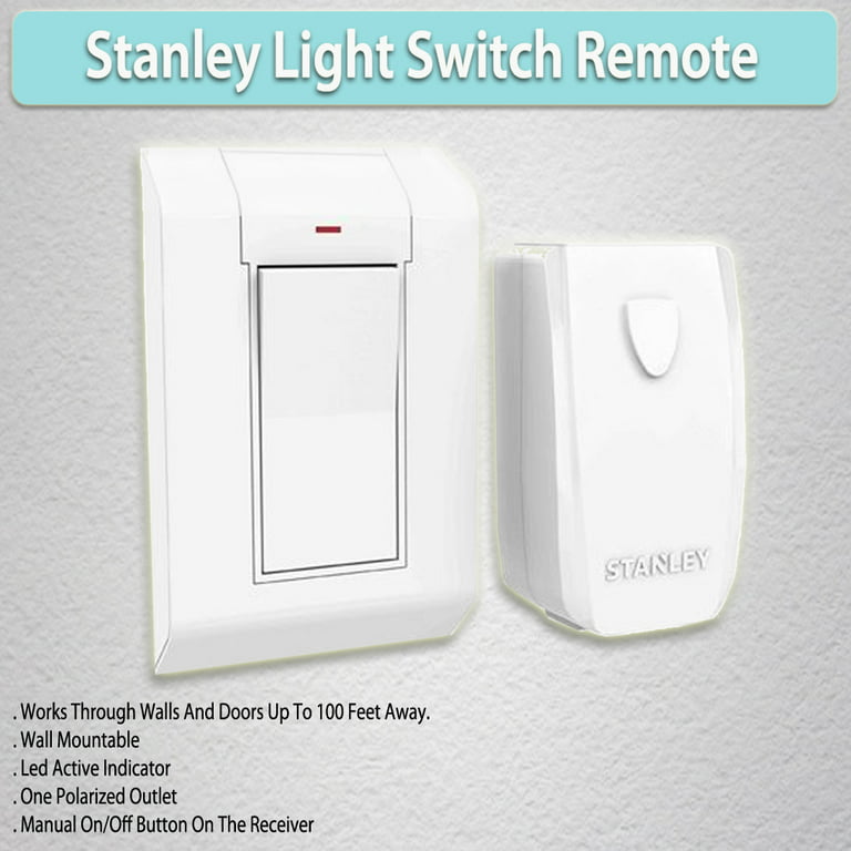 Stanley 37204 3-Pack Wireless Light Switch Remote System, 2 Transmitters,  White