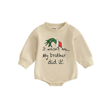 

Meihuid Baby Christmas Romper Long Sleeve Monster Hand Graphic Bodysuit