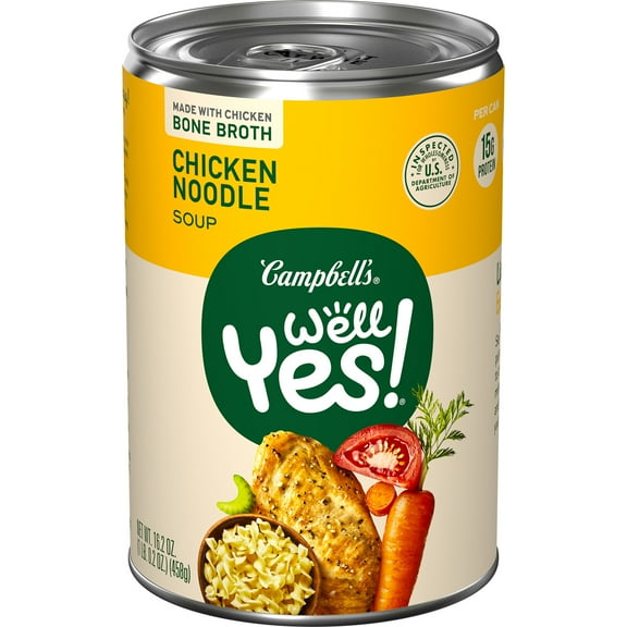 Campbell's Well Yes! Chicken Noodle Soup with Bone Broth, 16.2 oz Can