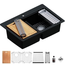 Karran Usa Qtws-880 33" Drop In Double Basin Quartz Composite Kitchen Sink - Black