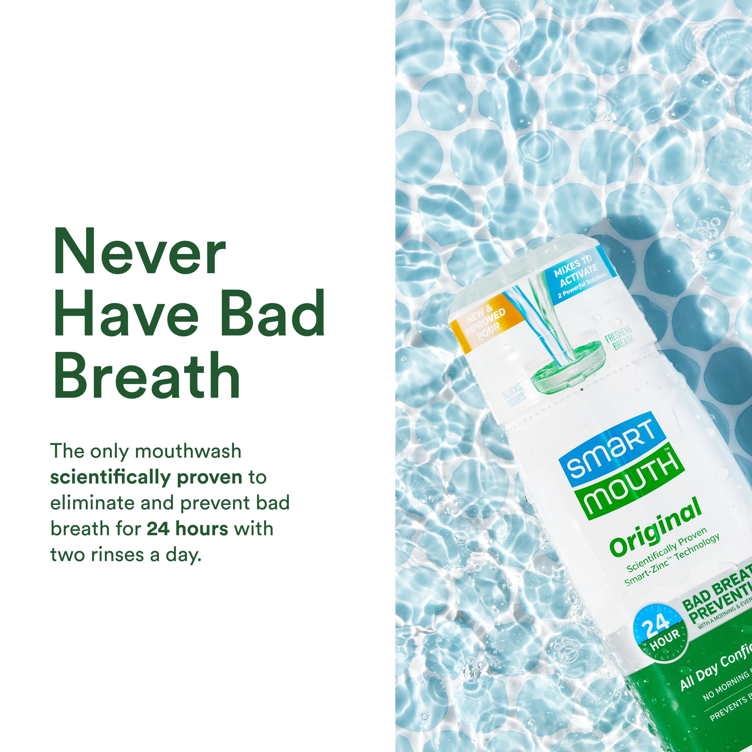 SmartMouth Original & Dry Mouth Activated Mouthwash - Fresh Breath & Dry Mouth Relief - Bad Breath Prevention Mouthwash, 16 fl oz Each