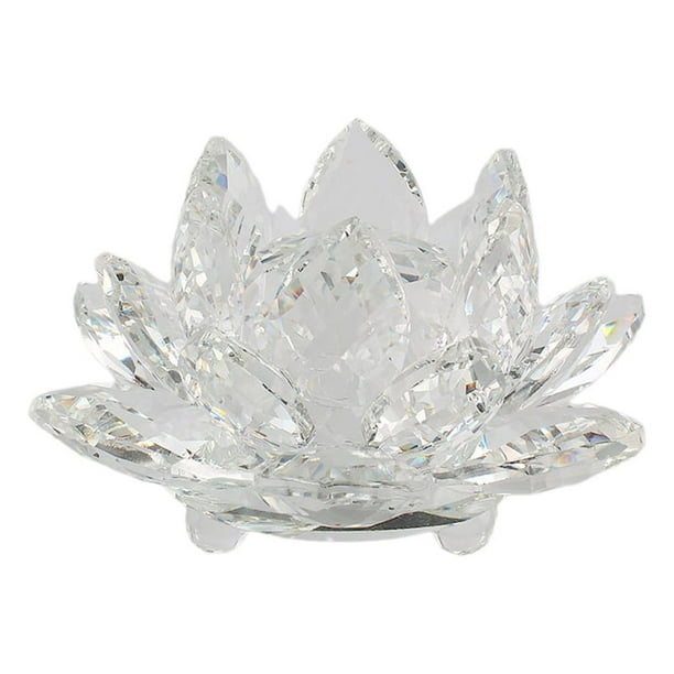 Bewildely Flor de loto de cristal Piedras naturales Pisapapeles Feng Shui Esfera Cristales Flores Adornos Estatuillas Recuerdos Type3 NO3