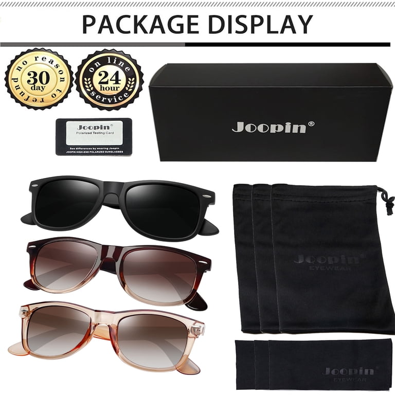 Joopin, Square Sunglasses, 3 Pack, Polarized UV Protection  display picture 1