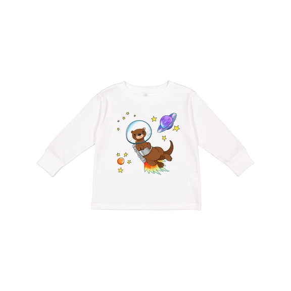 Inktastic Otter Space cute otter with rocket pack Boys or Girls Long Sleeve Toddler T-Shirt