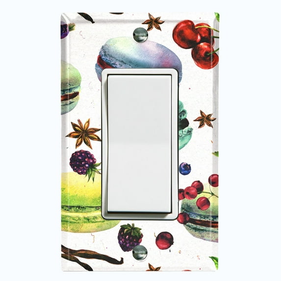 Metal Light Switch Plate Cover Colorful Macaron Fruit French Desserts CAK019