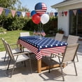 thumbnail image 4 of dajkiuy 2Pcs Patriotic Tablecloths for 4th of July Decorations, 54x108 Inch Red White Blue Star Plastic Table Cover for Memorial Day Party Supplies, 4 of 6
