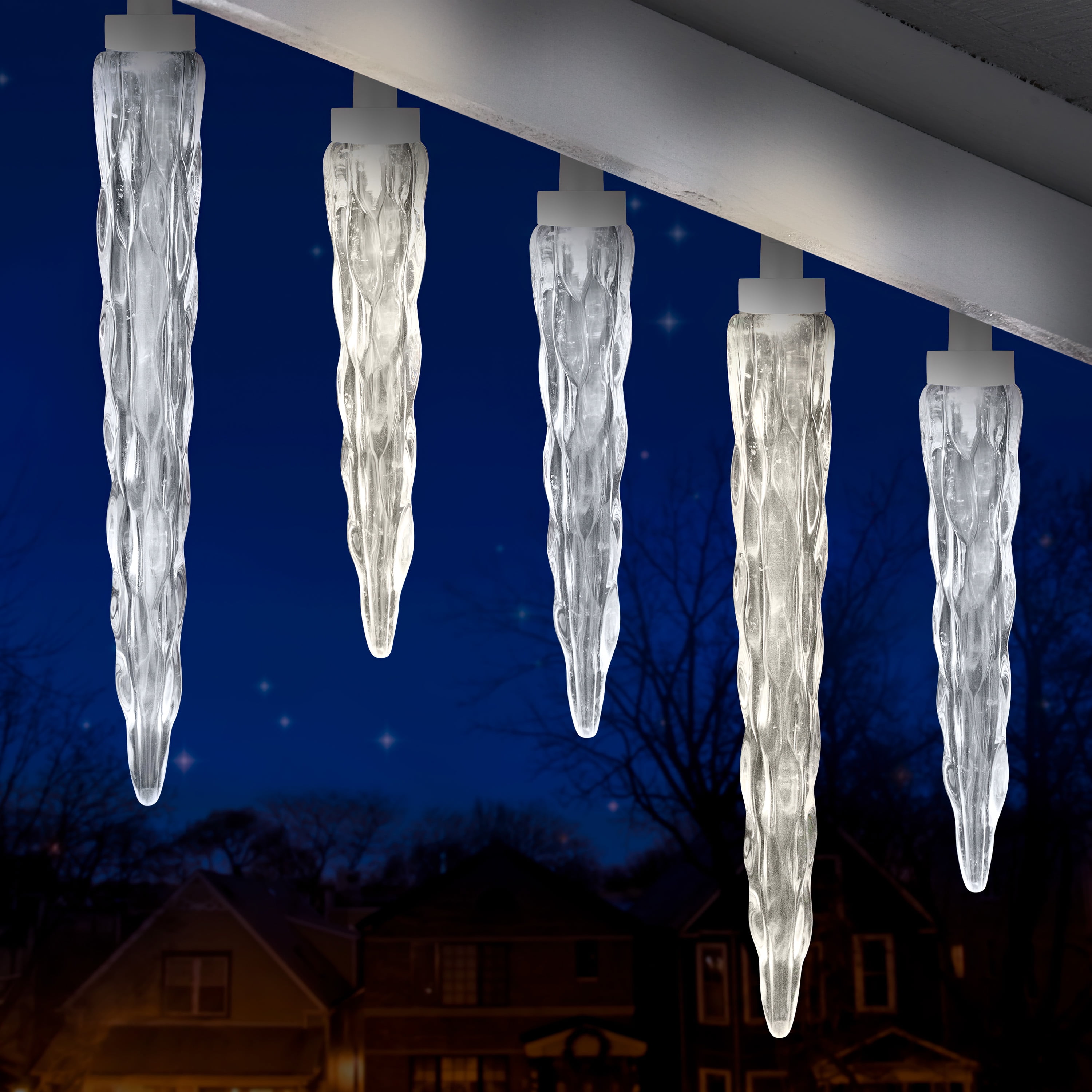 Christmas Lightshow Projection Icicles Deluxe Classic White Light String, LIGHTSHOW LS S/24ICIL W/CW PDQ