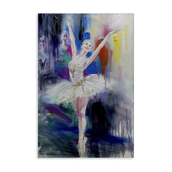Stupell Industries Bold Ballerina Abstraction People Painting Wrapped Canvas Canvas Art Print Wall Art, 16 x 24