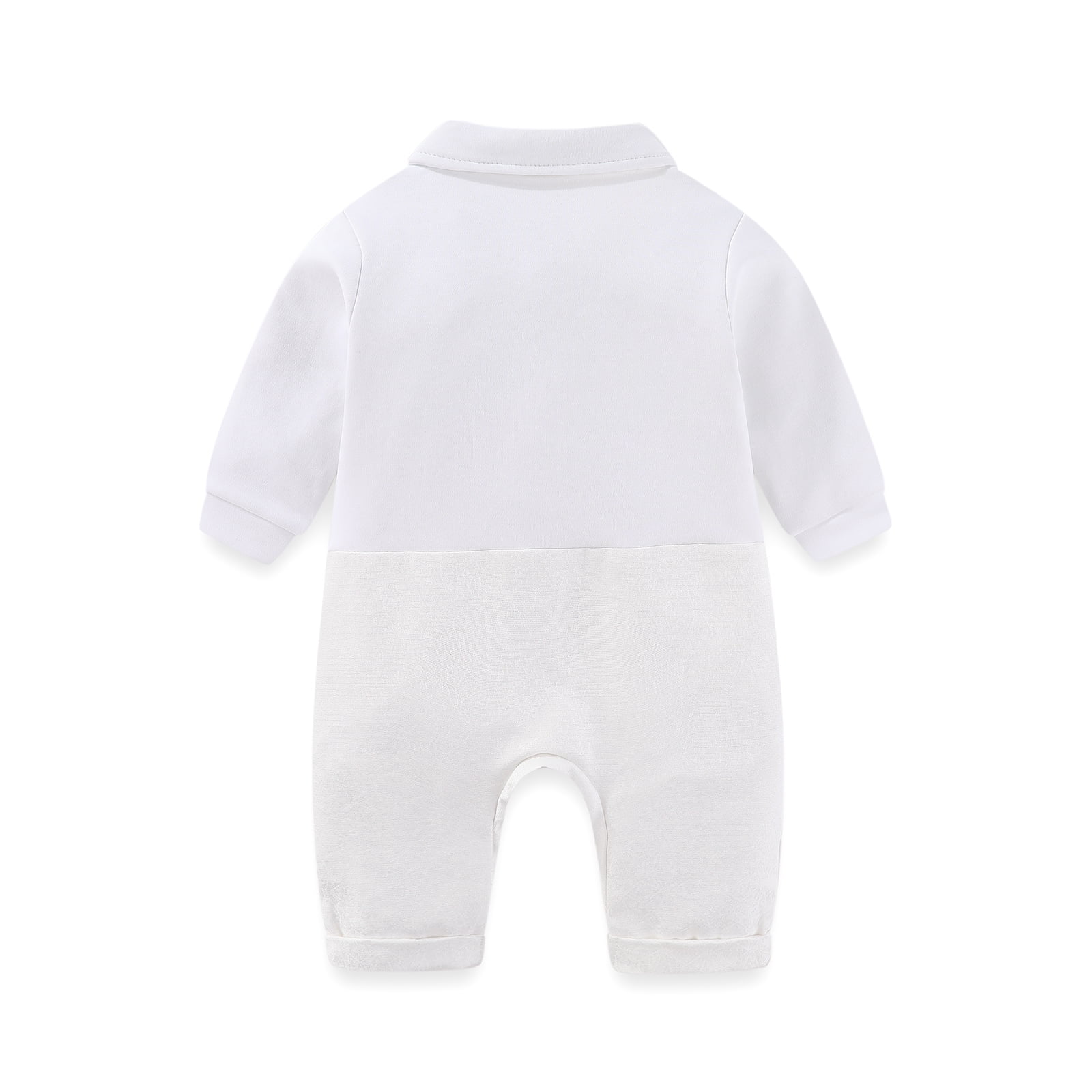 Hresadio Baby Boy Baptism Long Sleeve Christening Outfits Romper , White/Sizes Newborn-18 Months