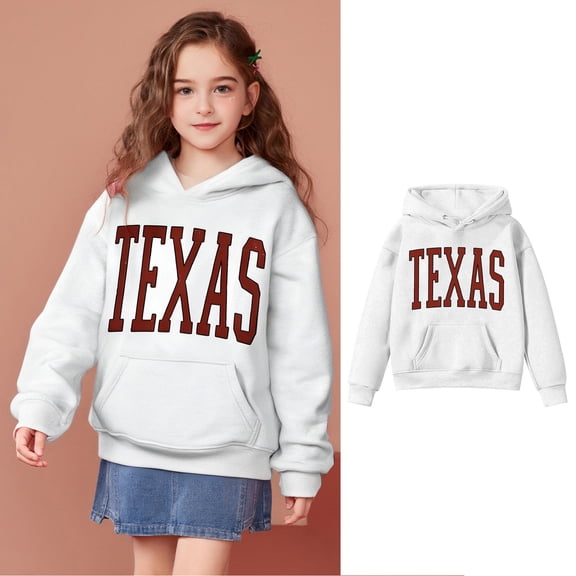 Kids Hoddies Letter Pattern Hoodie Long Sleeve Pullover Hoodie Sweatshirt Warm Fall Winter Clothes Kids Girls Clothes 8-10 Years