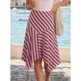 thumbnail image 2 of Womens Midi Skirt Multicolor Striped Asymmetrical Hem A-Line Casual, 2 of 7