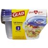 GLAD Tall Entree 3 Disposable Container & Lids 5 1/4 Cups