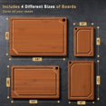 thumbnail image 2 of Juego de tablas de cortar Hiware Bamboo con ranura para jugo, 4 piezas, 2 of 9