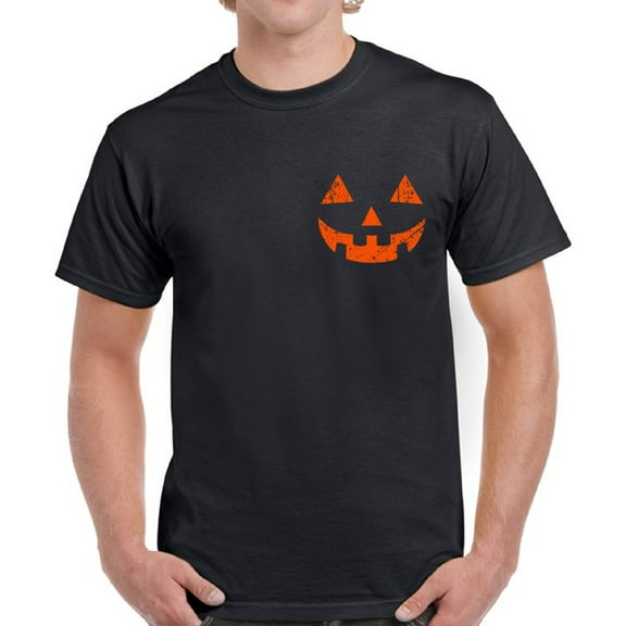Orange Pumpkin Face Top Halloween Gift Shirt for Men - S M L XL 2XL 3XL 4XL 5XL Happy Halloween Graphic Tee - Funny Scary Holiday Tee T-Shirt Mens