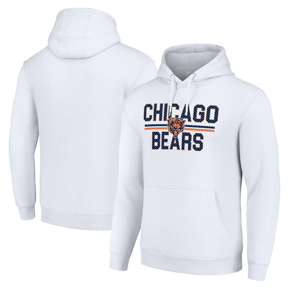 Unisex Starter White Chicago Bears Team Mesh Print Graphic Tri-Blend Pullover Hoodie