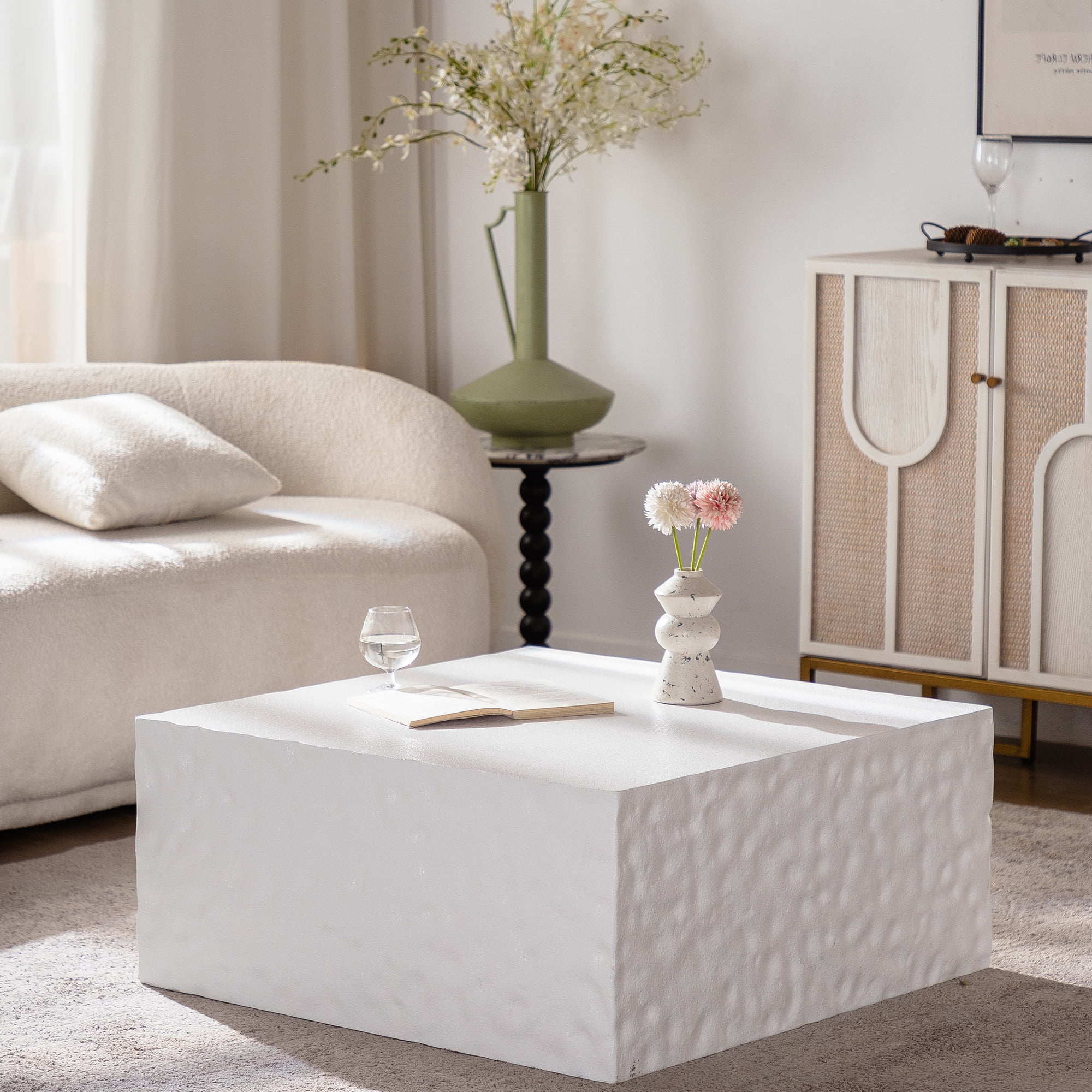Leumius Square Coffee Table Modern Colour Combination Coffee Table Not Need Assembly Coffee Table for Living Room White