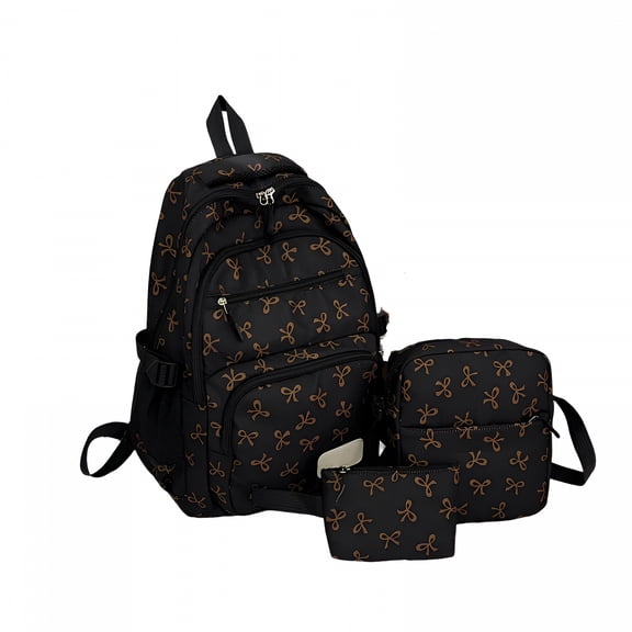 GASTROPOD 2026 New 3Pcs Bow Backpack for Women Teen Bow Backpack Cute Shoulder Bag for Daily Use Commute Work Travel School Versatile Carryall Backpack for Women (Brown)