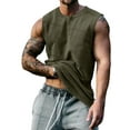 thumbnail image 3 of DYMADE Men's Activewear Sports Fitness Round Neck Sleeveless Button Pure Casual Tank Tops, 3 of 4