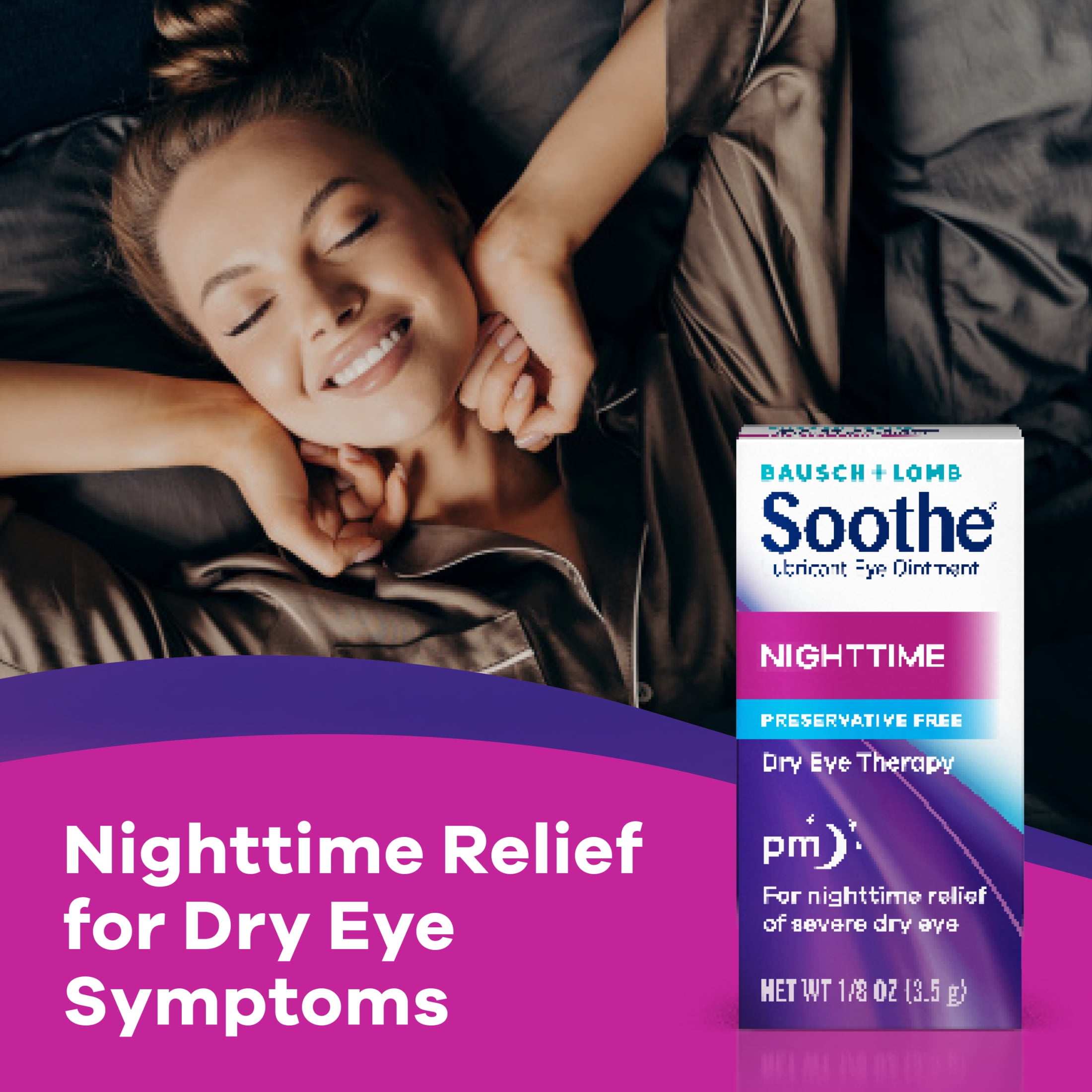 (2 pack) Soothe Nighttime Severe Dry Eye Ointment Preservative Free Lubricant for Dry Eyes, 0.125 oz