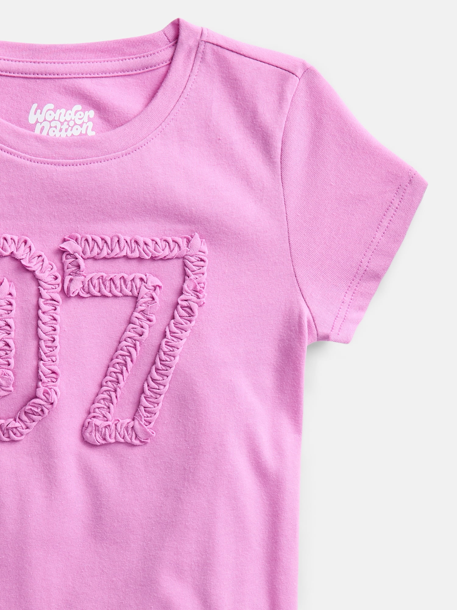 Wonder Nation Girls Embellished Graphic Tee with Short Sleeves, Sizes 4-18 & Plus