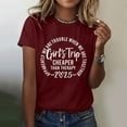 thumbnail image 4 of Tittly T Shirts for Women Spring Tops for Women Girl's Trip 2025 T Shirt Women's Fashion Round Neck Casual Short Sleeves0 Graphic Tees Tshirts Shirts Wine 3XL, 4 of 5