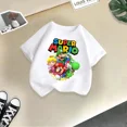 thumbnail image 4 of Camiseta de verano de la marca de dibujos animados Mario, cómoda para niños, informal, de calle, con diseño de sol, para niños y niñas, ropa bonita de estilo Harajuku para niños y hermanos, 4 of 5