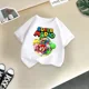 thumbnail image 4 of Camiseta de verano de la marca de dibujos animados Mario, cómoda para niños, informal, de calle, con diseño de sol, para niños y niñas, ropa bonita de estilo Harajuku para niños y hermanos, 4 of 5