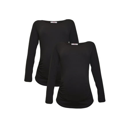 

LVMA2300 - 2 Pack - 100% premium Cotton - Women Long Sleeve Maternity T-Shirt