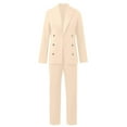 thumbnail image 5 of Women's 2 Piece Set Double Breasted Blazer and Pants Suit Casual Office Suit Business Outfits for Work Khaki XXXL, 5 of 6